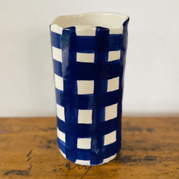 Shop Large Navy Gingham Vase by Noss & Co Rose St Trading Co