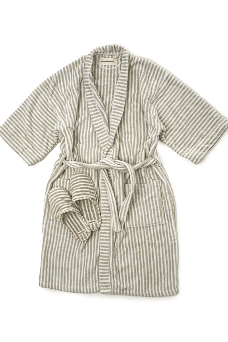 Shop Robe & Slipper Set Lauren's Sage Stripe by Business & Pleasure