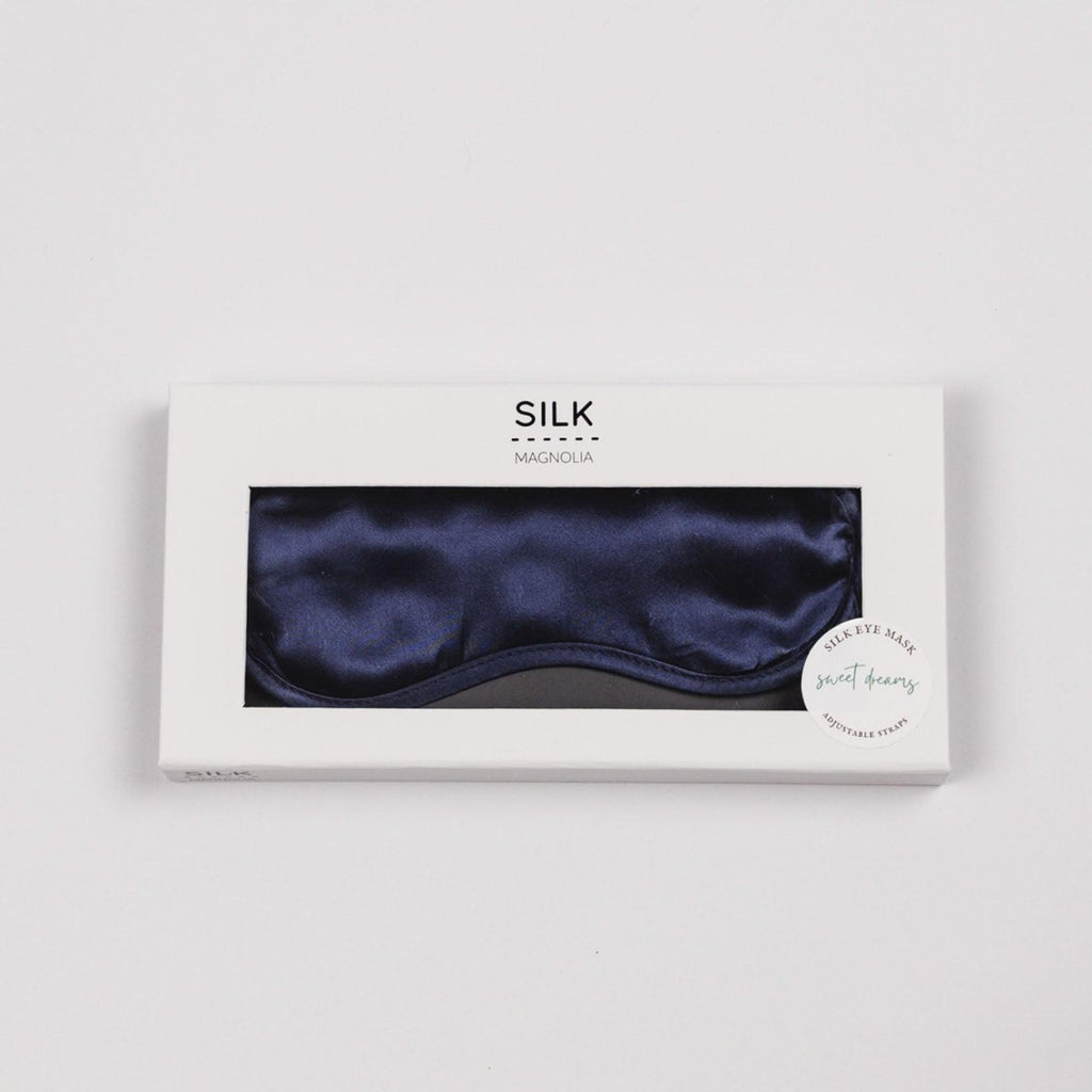 Silk Magnolia  100% Silk Eye Mask | French Navy available at Rose St Trading Co