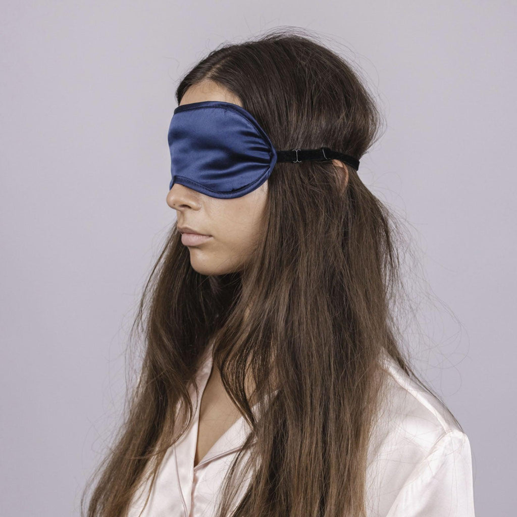 Silk Magnolia  100% Silk Eye Mask | French Navy available at Rose St Trading Co