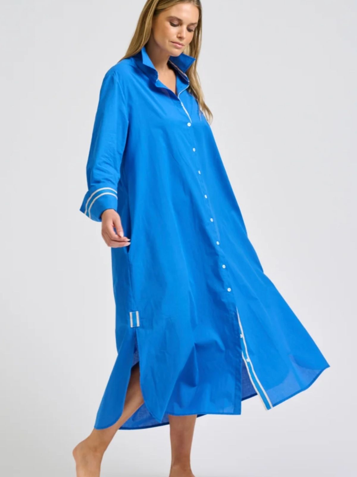 Pia Longline Shirtdress | Bright Blue