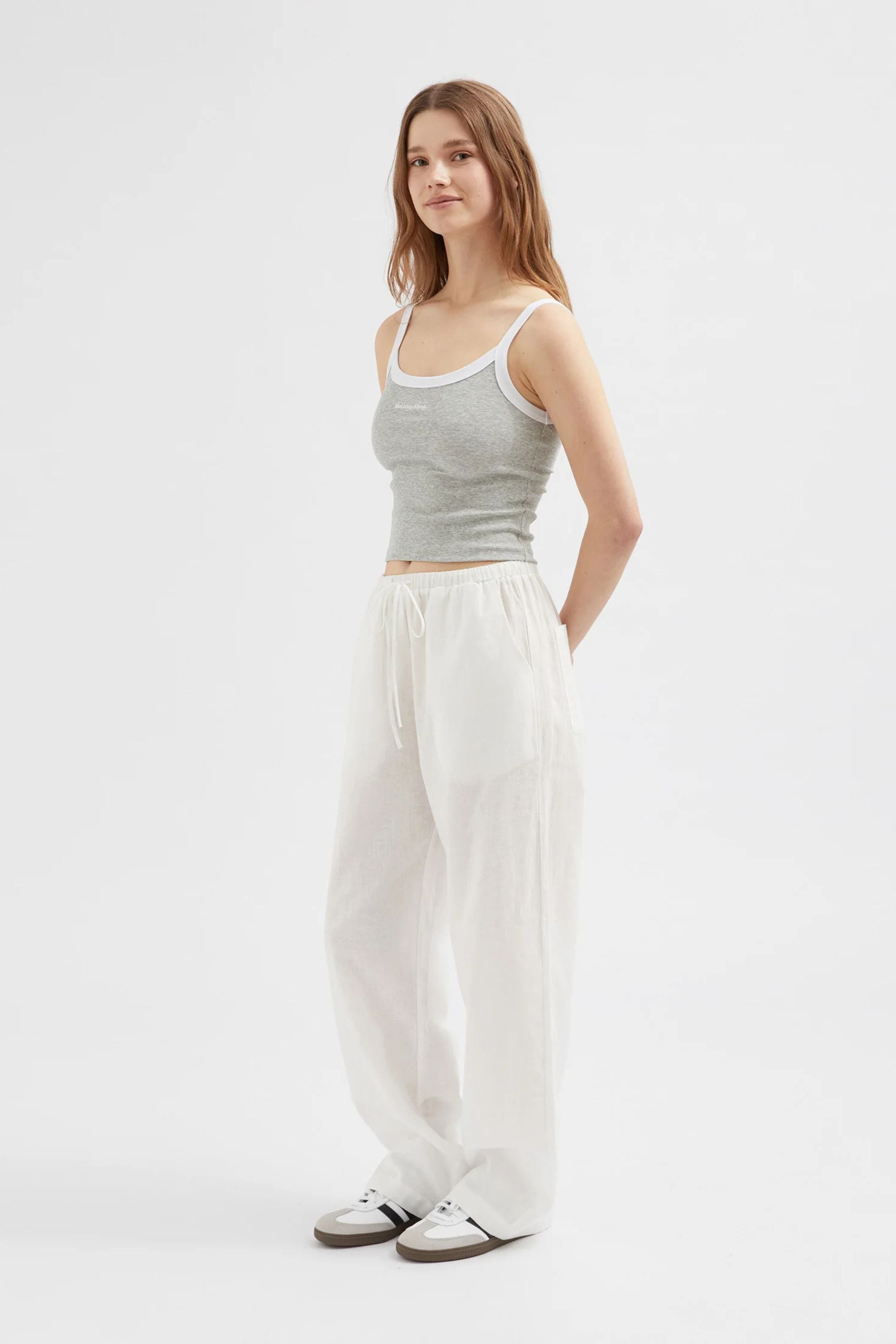 Relaxed Tie Pants | White