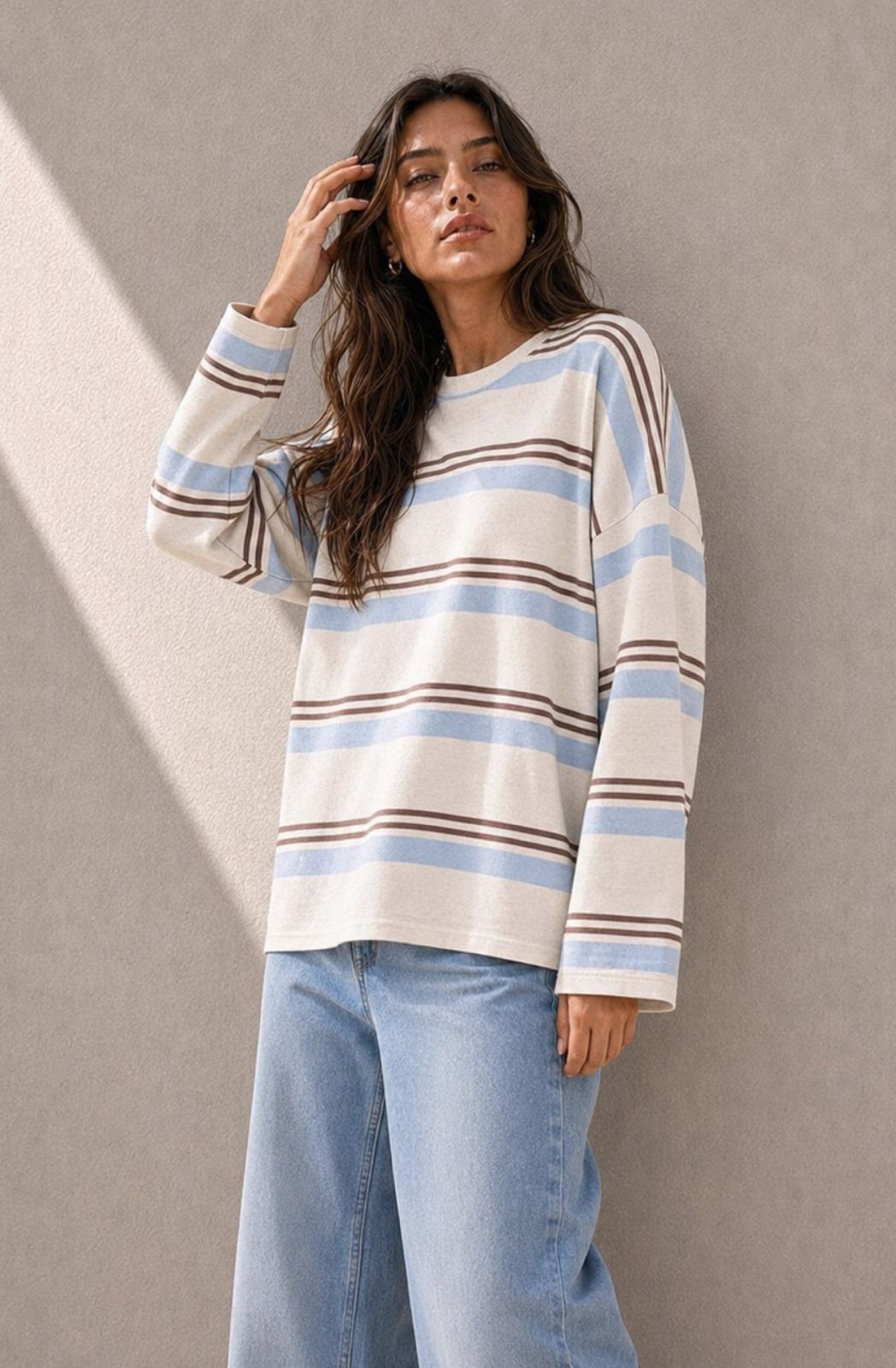 Tencel Stripe Knit | Natural, Blue &amp; Chocolate