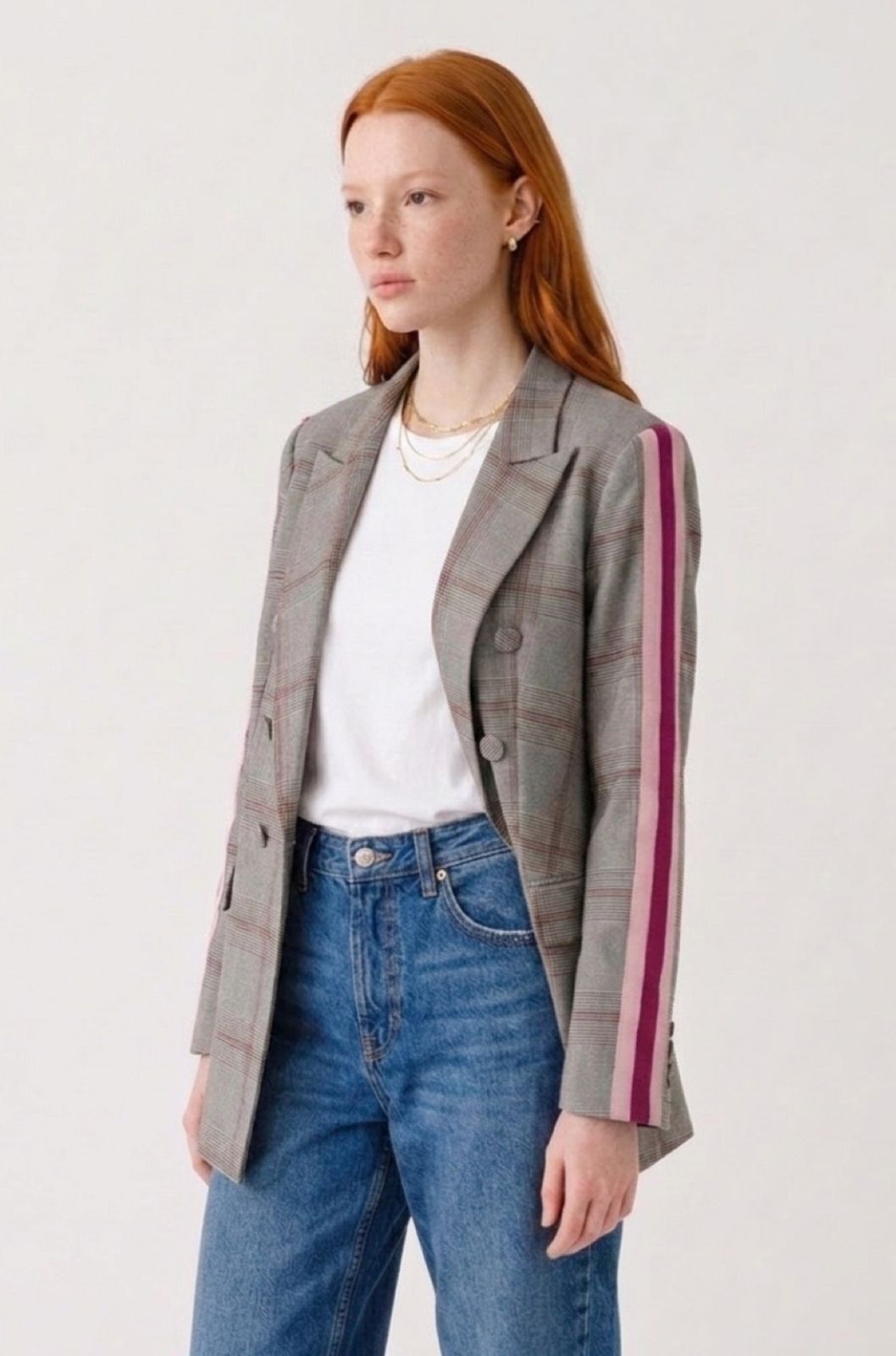 Sporty Chic Blazer | Burgundy Arm Stripe