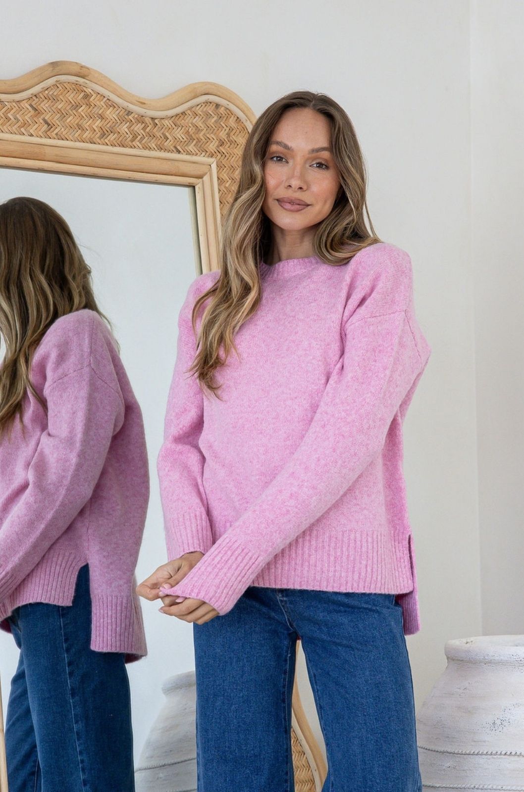 Side Split Canyon Knit | Pink