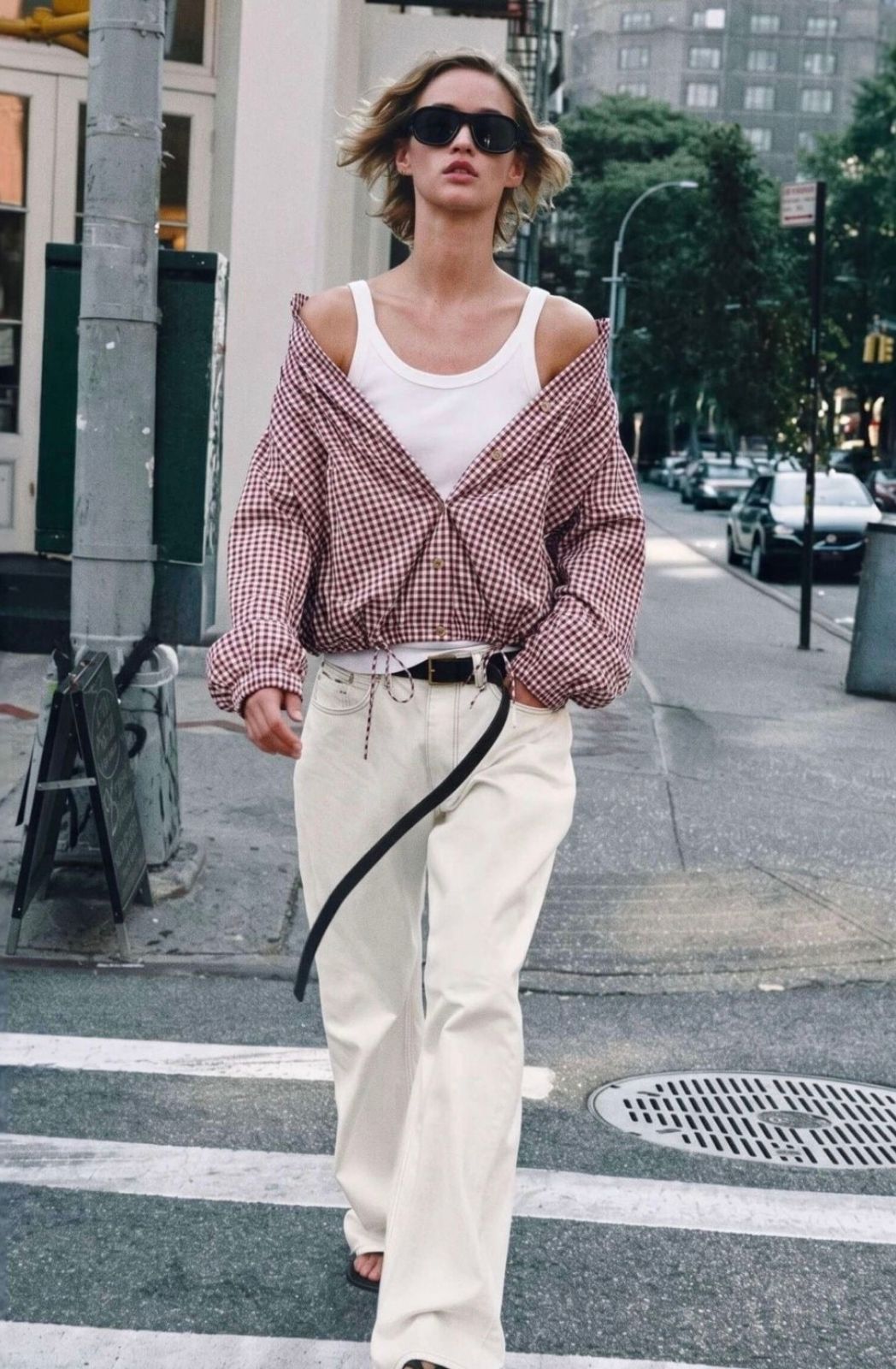 Gingham Drawstring Jacket | Cherry