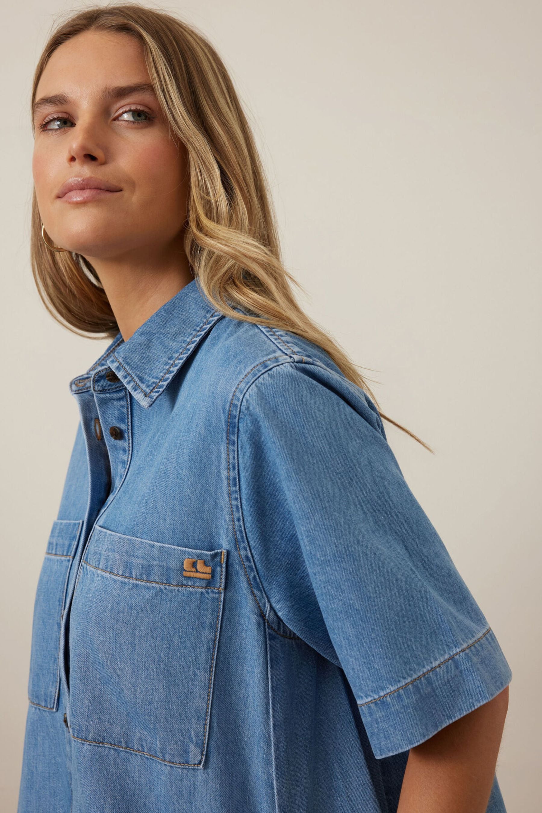 Milly Short Sleeve Mini Dress | Vintage Blue