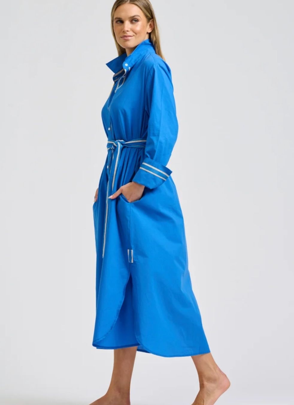 Pia Longline Shirtdress | Bright Blue