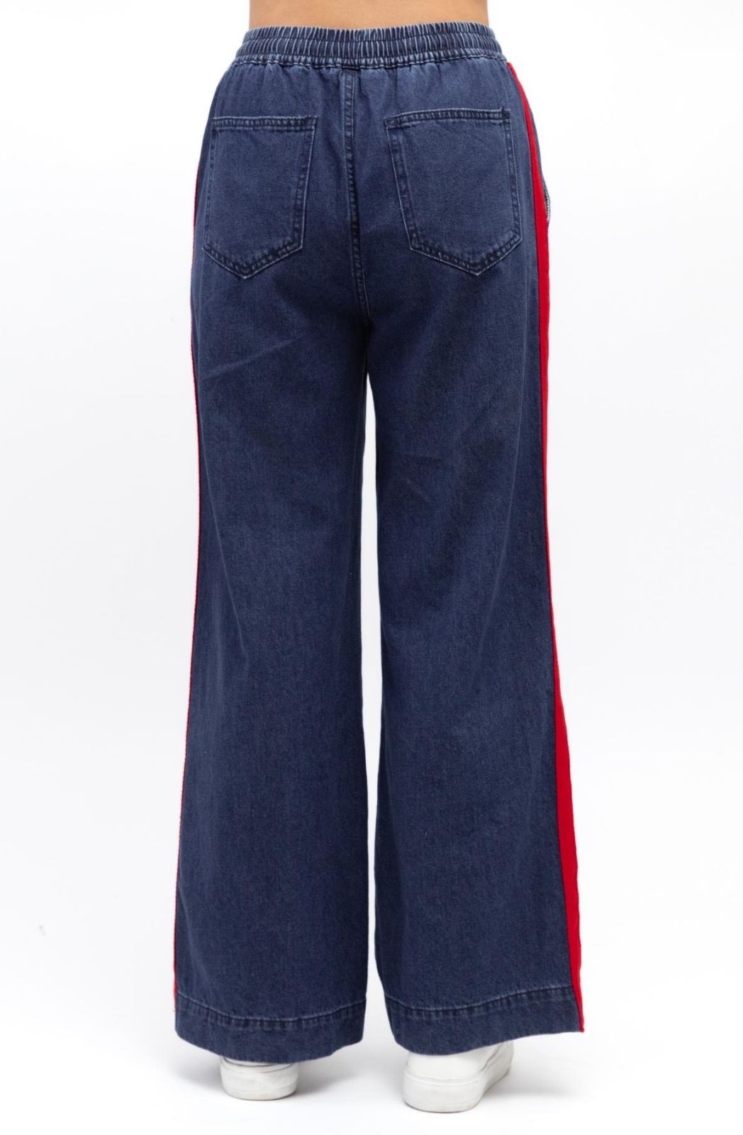 Denim Pant With Trim | Red