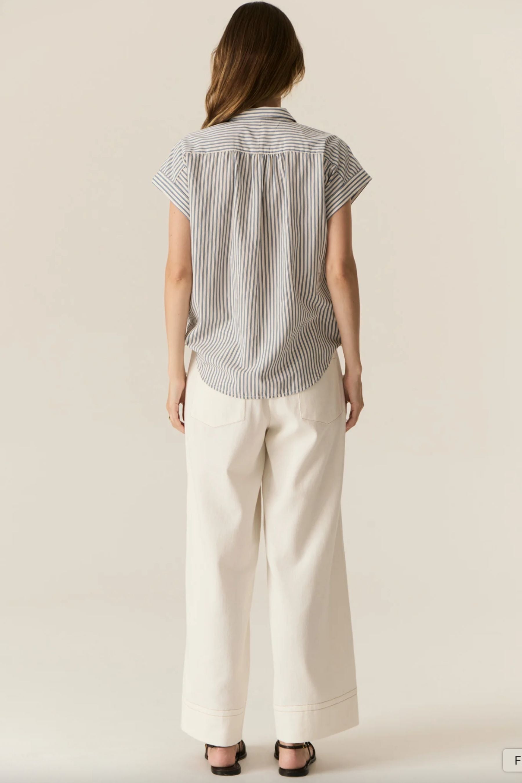 Vera Cap Sleeve Shirt | Blue Stripe