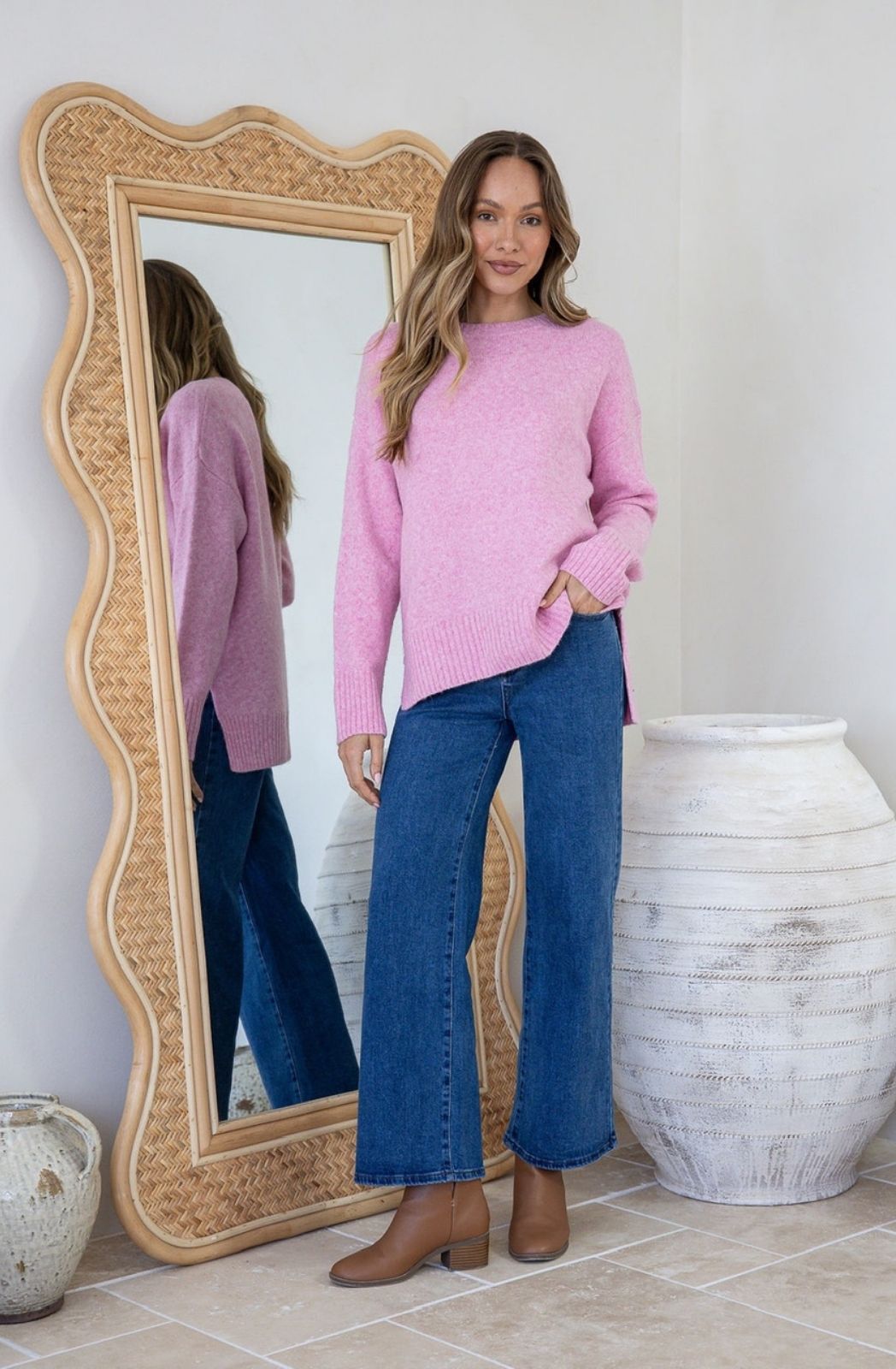 Side Split Canyon Knit | Pink