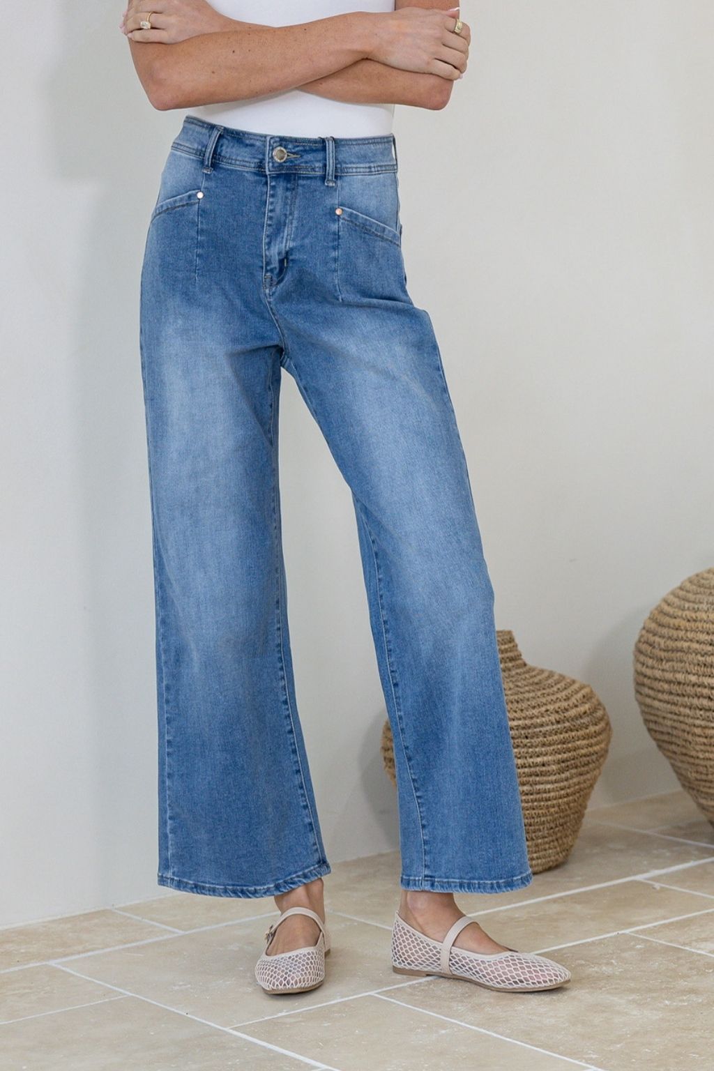J-Lo Slightly Cropped Jean | Mid Wash Denim