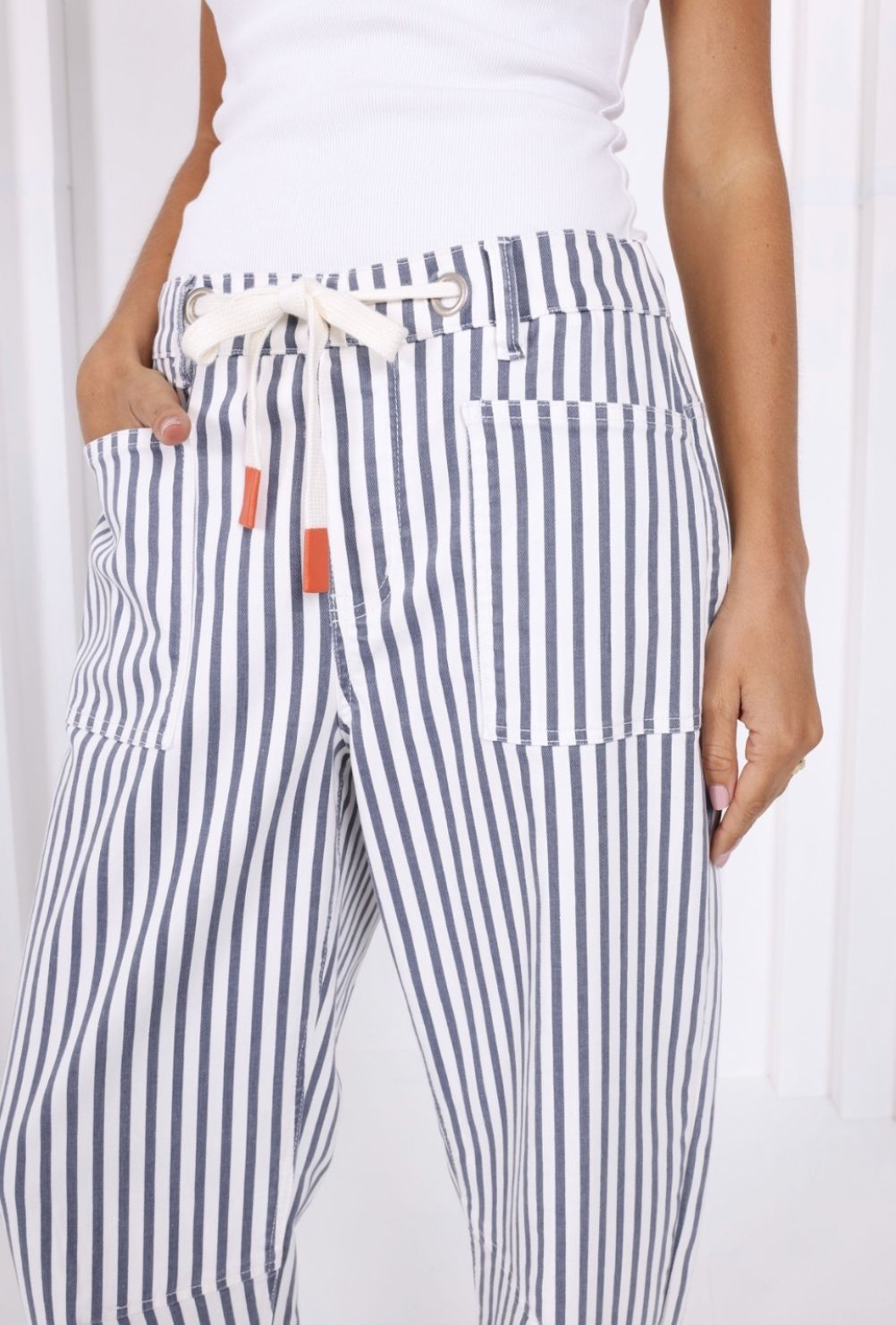 Carter Barrel Jean | Navy Stripe