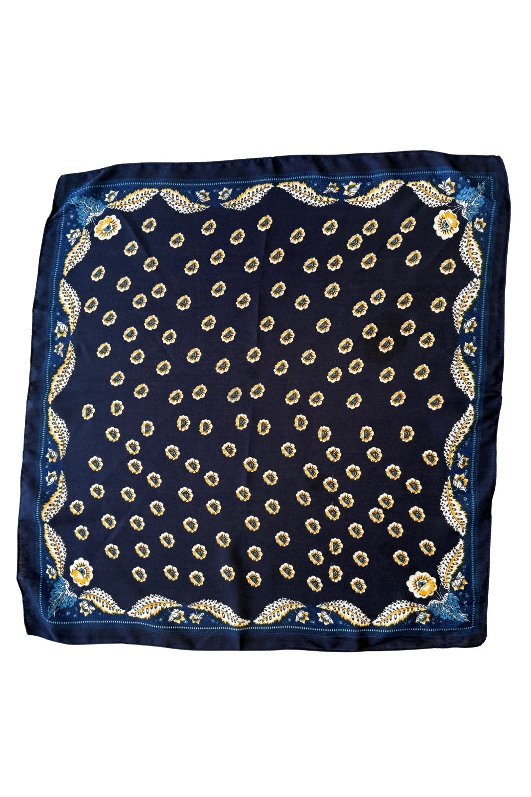 Scarf | Navy with Turquoise + Yellow Floral
