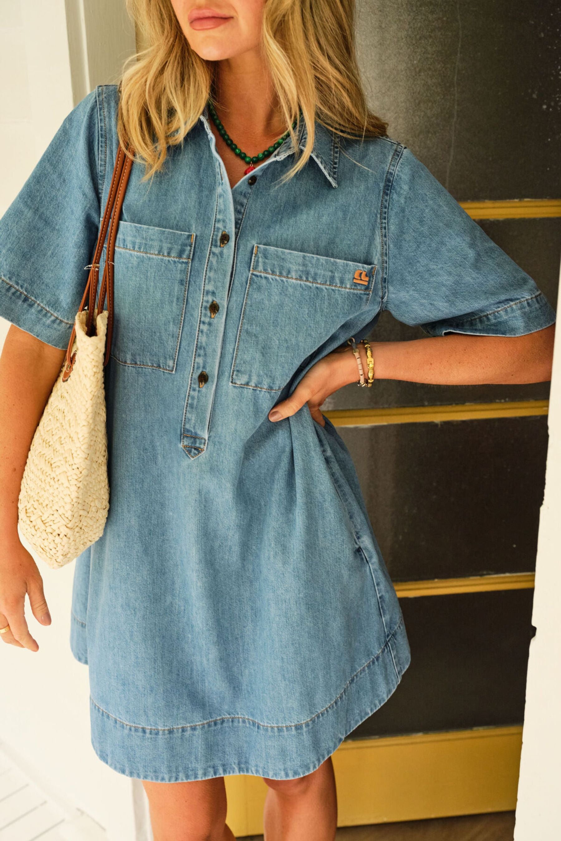 Milly Short Sleeve Mini Dress | Vintage Blue