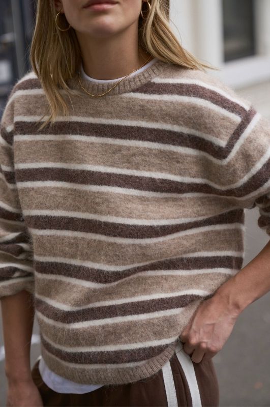 Bonny Lofty Knit | Oat Marle Stripe