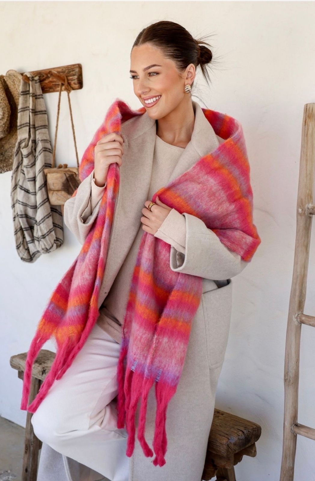 Stripe Scarf | Pink, Orange &amp; Mauve