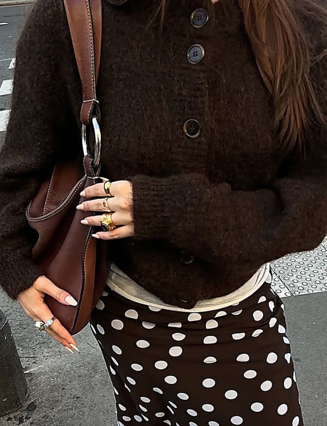 Crew Neck Cardi | Chocolate