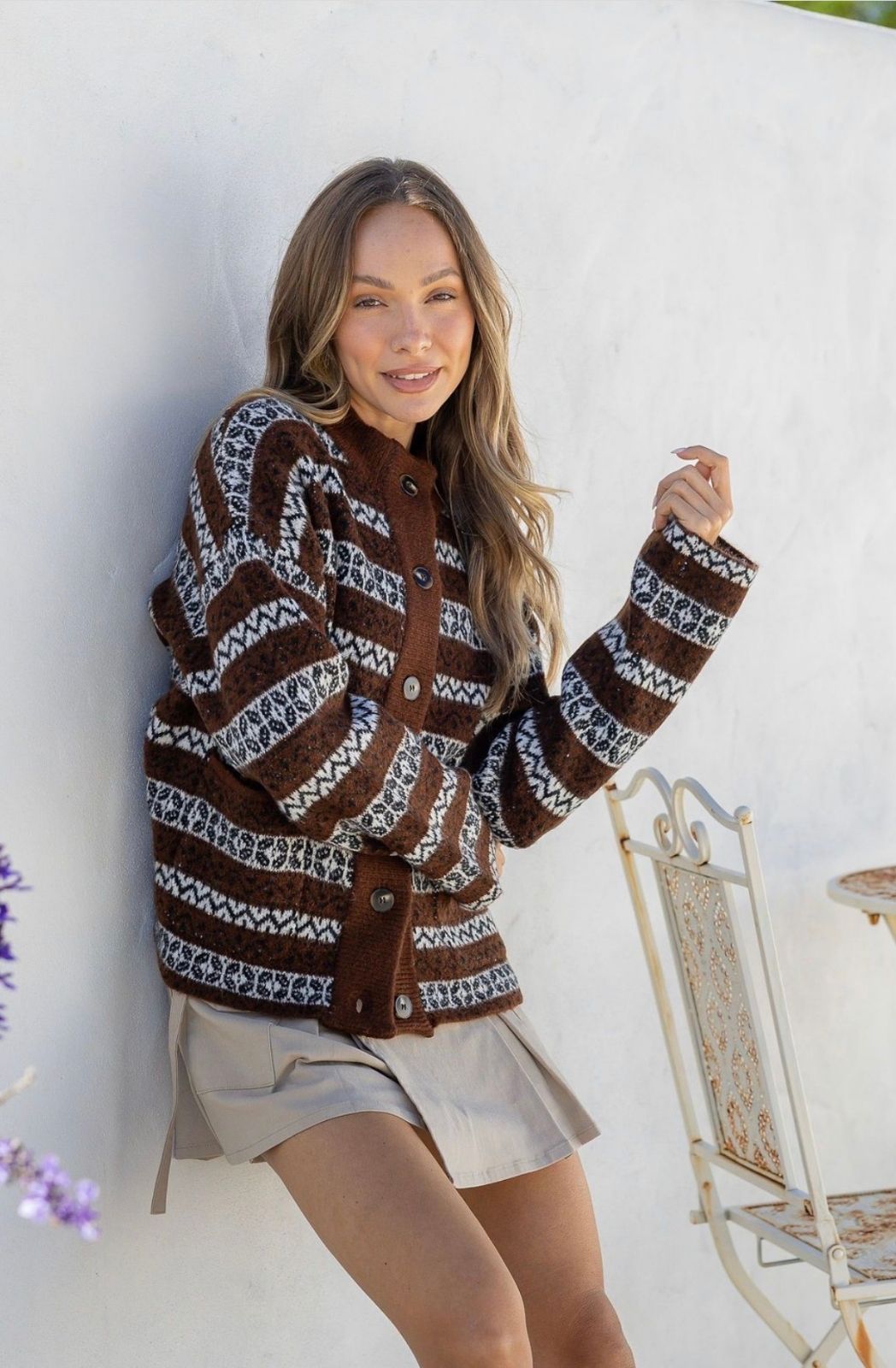 Fair Isle Cardi | Chocolate