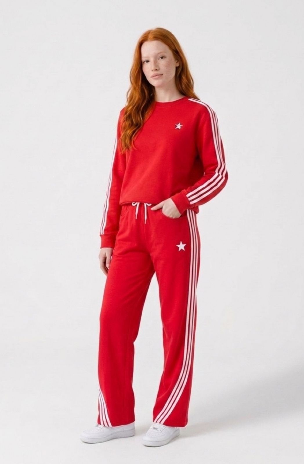 Arm Stripe Sweatshirt | Red &amp; White
