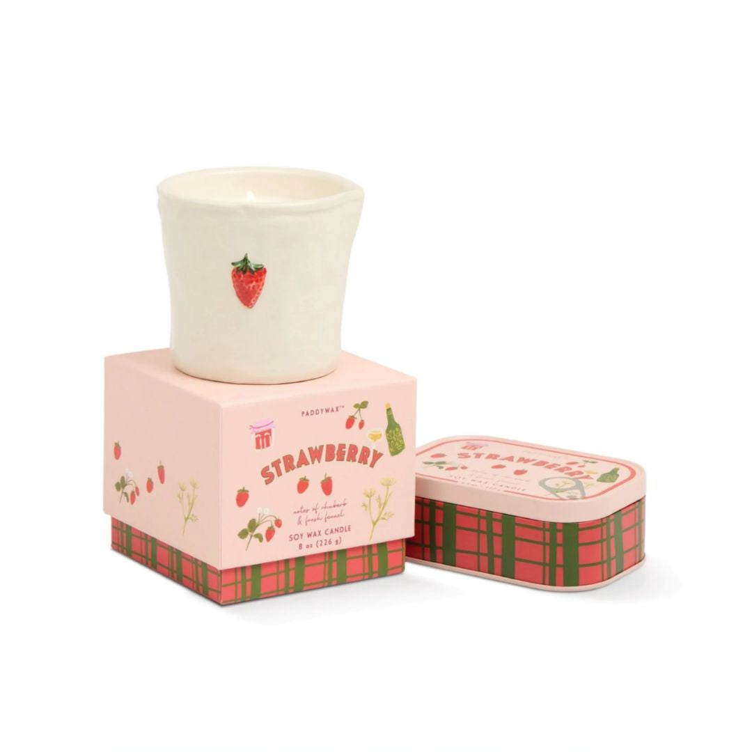 Bistro Strawberry Embossed Ceramic Candle | Strawberry