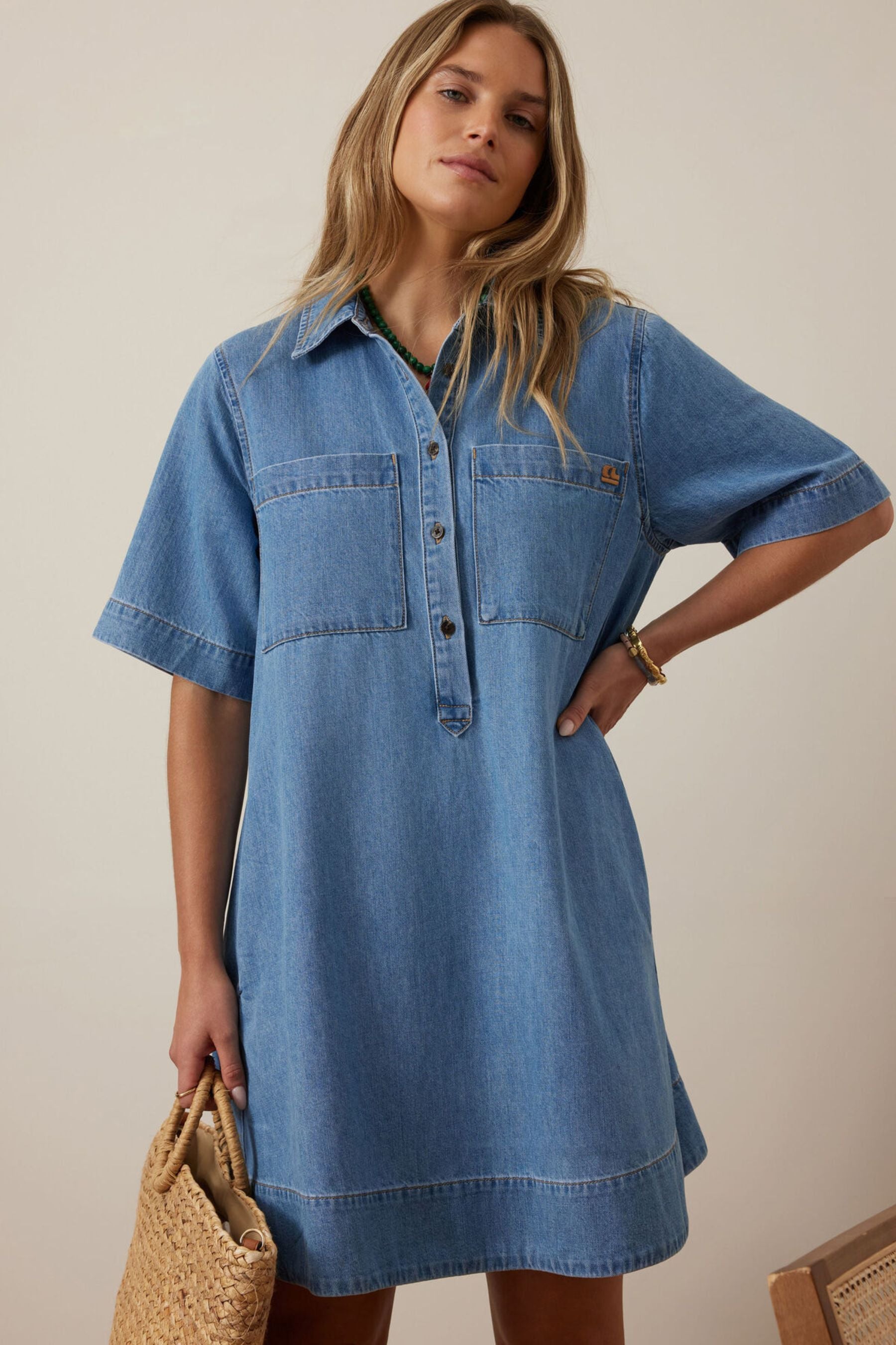 Milly Short Sleeve Mini Dress | Vintage Blue