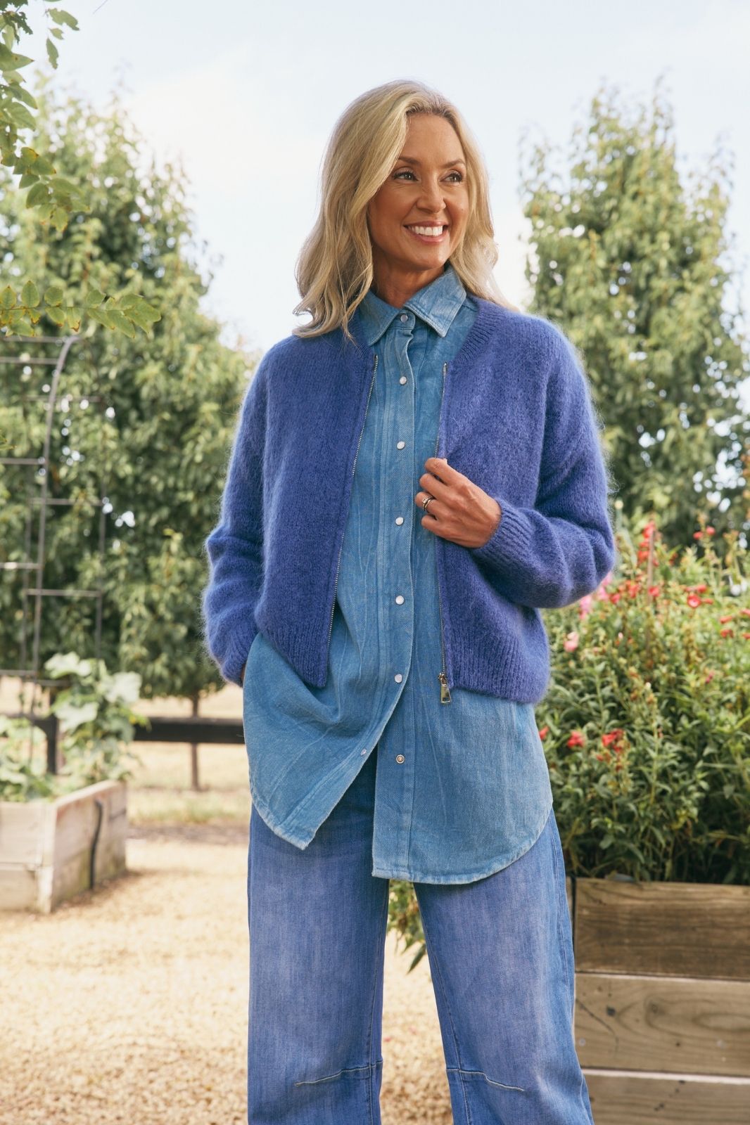 Luxe Mohair Bomber | Blue Jean