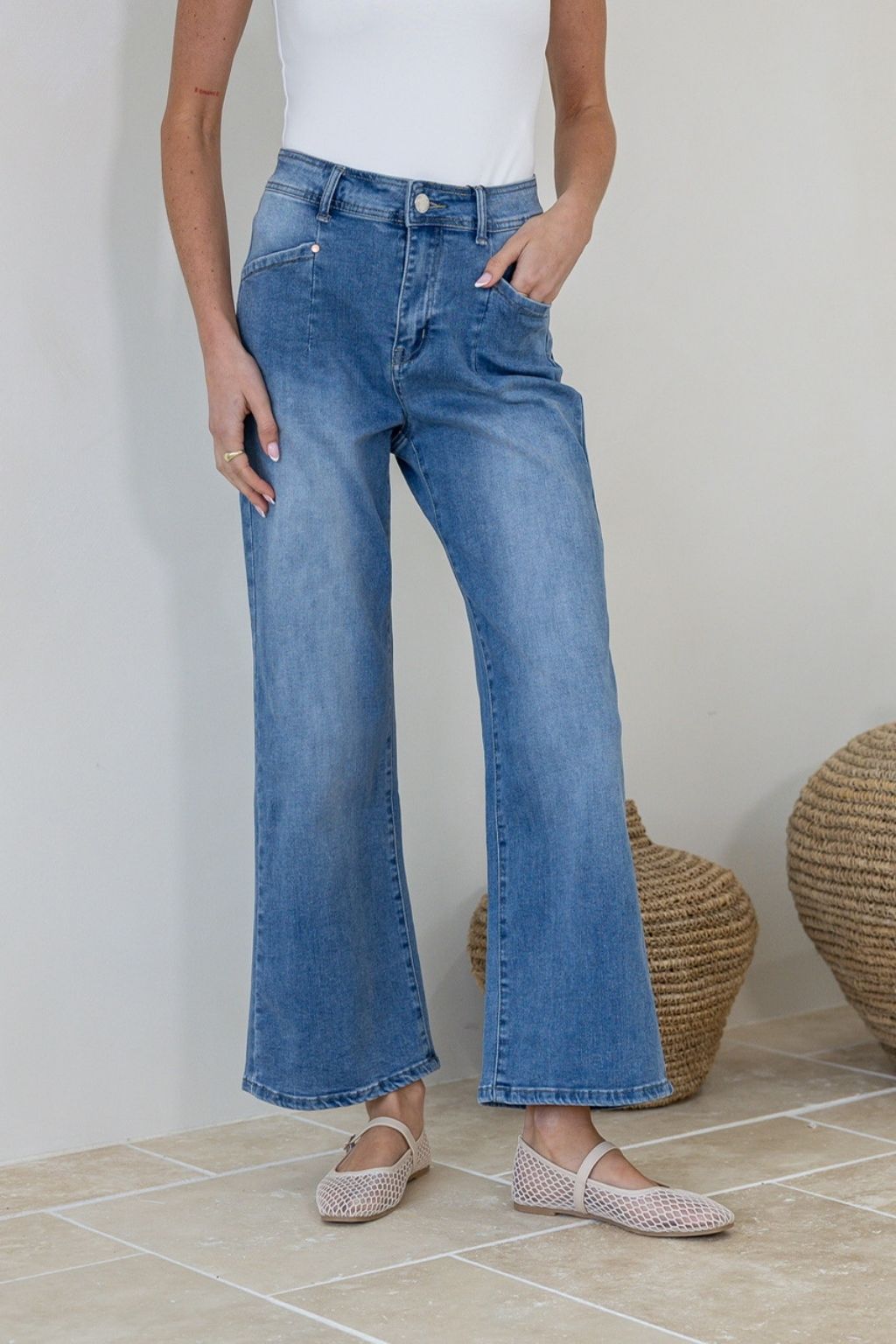 J-Lo Slightly Cropped Jean | Mid Wash Denim