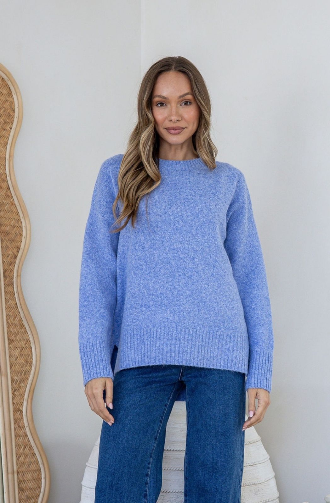 Side Split Canyon Knit | Blue