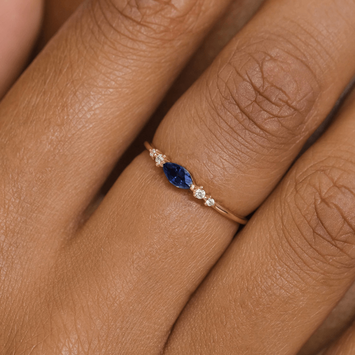 Blue Sapphire Marquise Open Ring – FineColorJewels