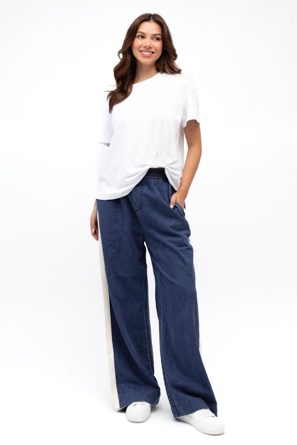 Denim Pant With Trim | White