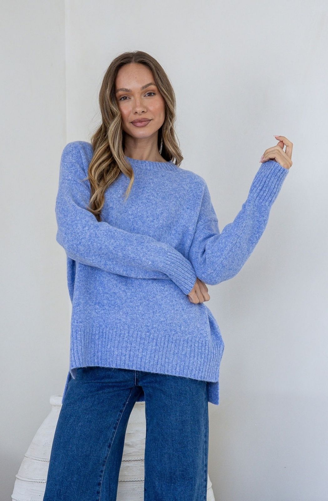 Side Split Canyon Knit | Blue