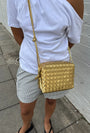 Shiny Weave Crossbody Bag | Gold