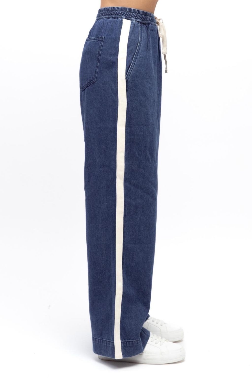 Denim Pant With Trim | White