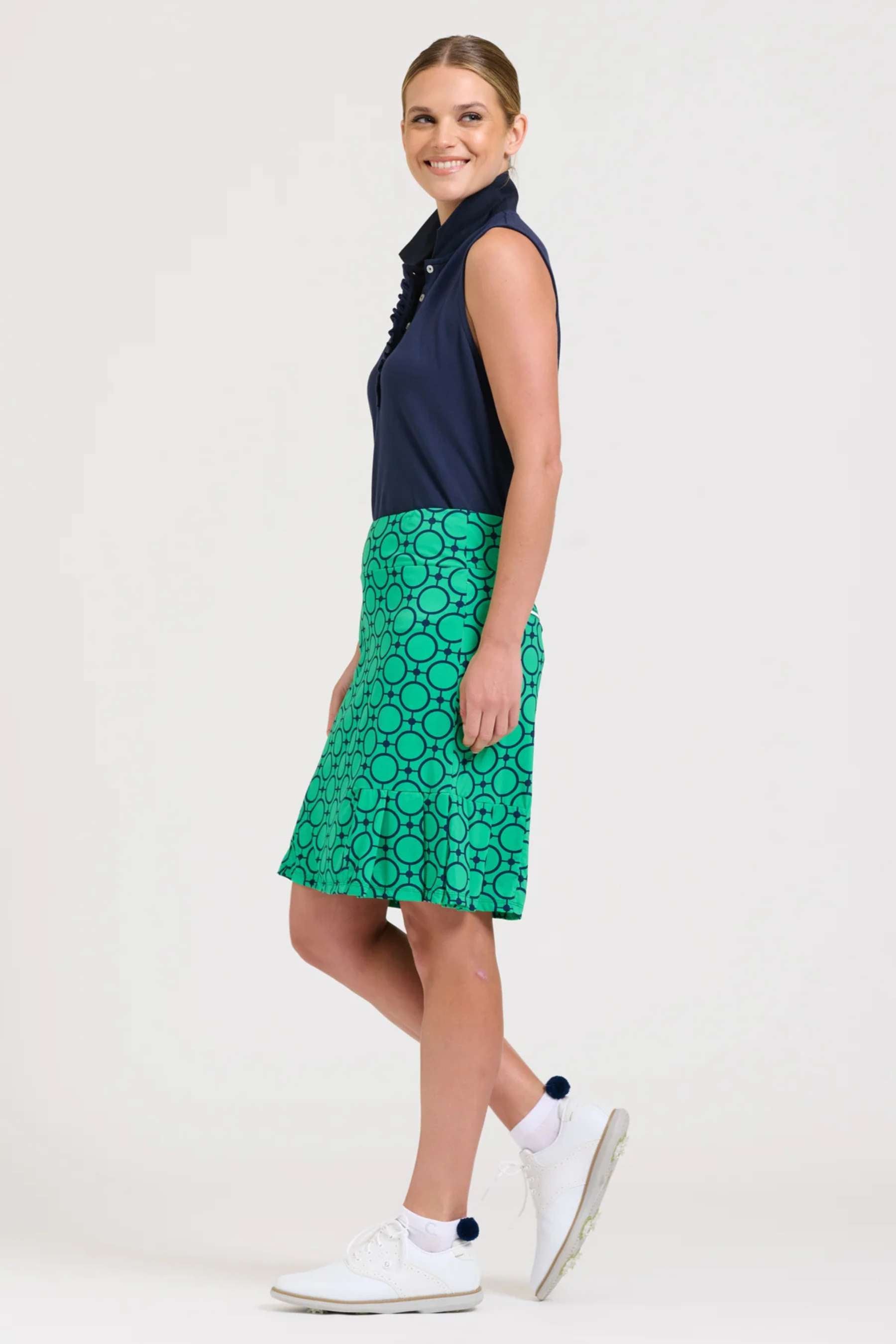 Barwon Long Skort | Circle Green/French Navy