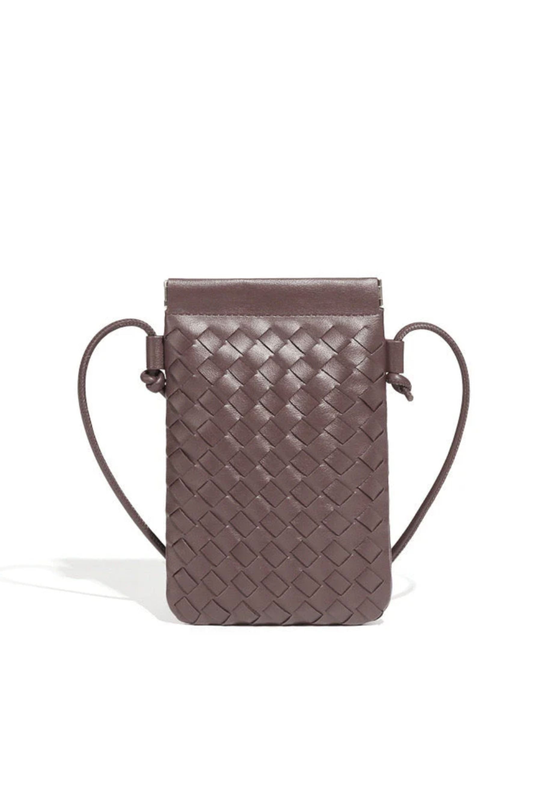 CALL ME Leather Weaved Crossbody Bag | Chocolate