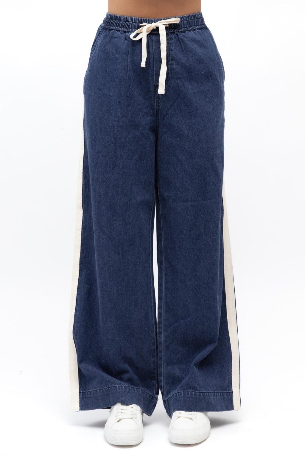 Denim Pant With Trim | White