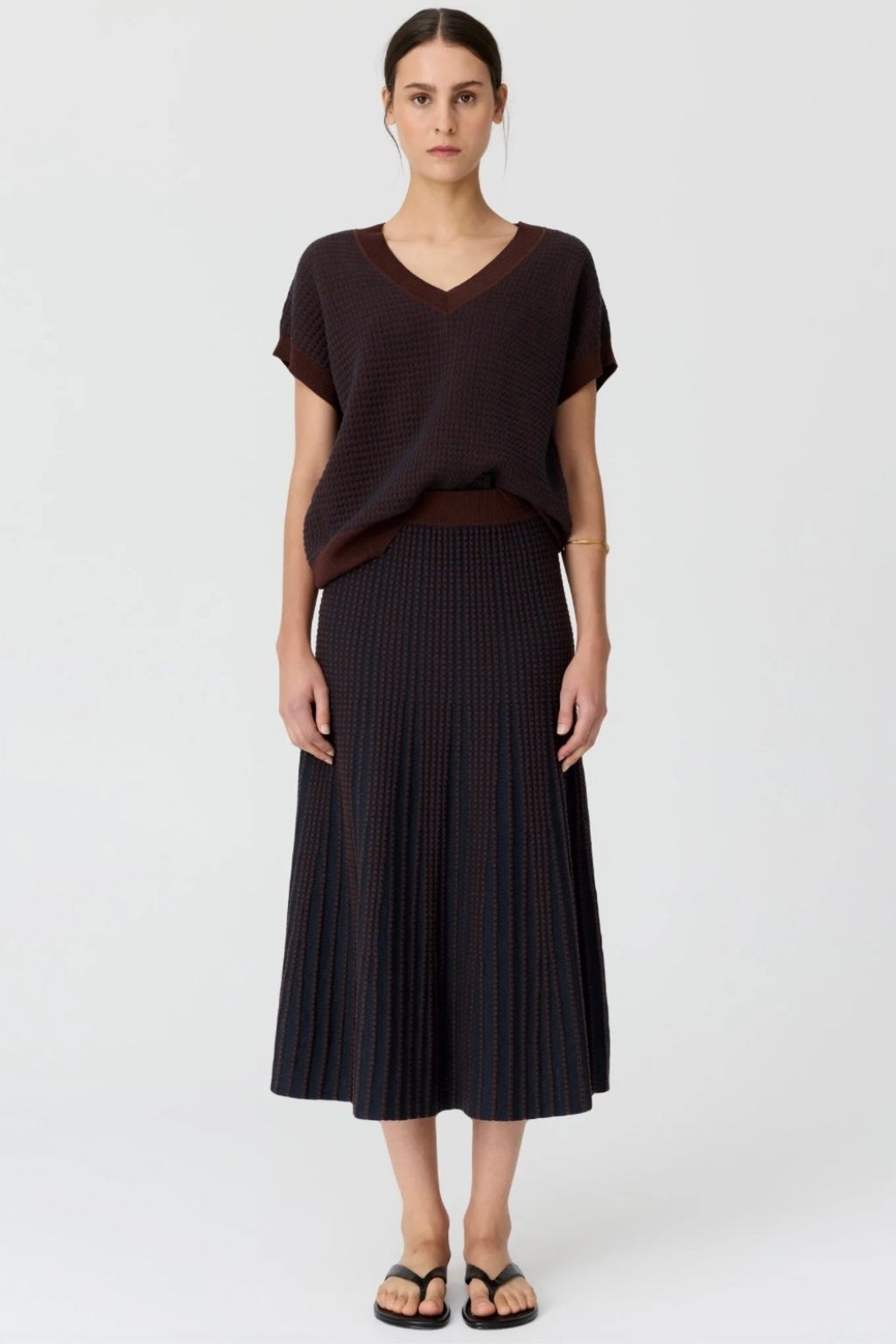 Evlyn Knit Top | Choc/Ink