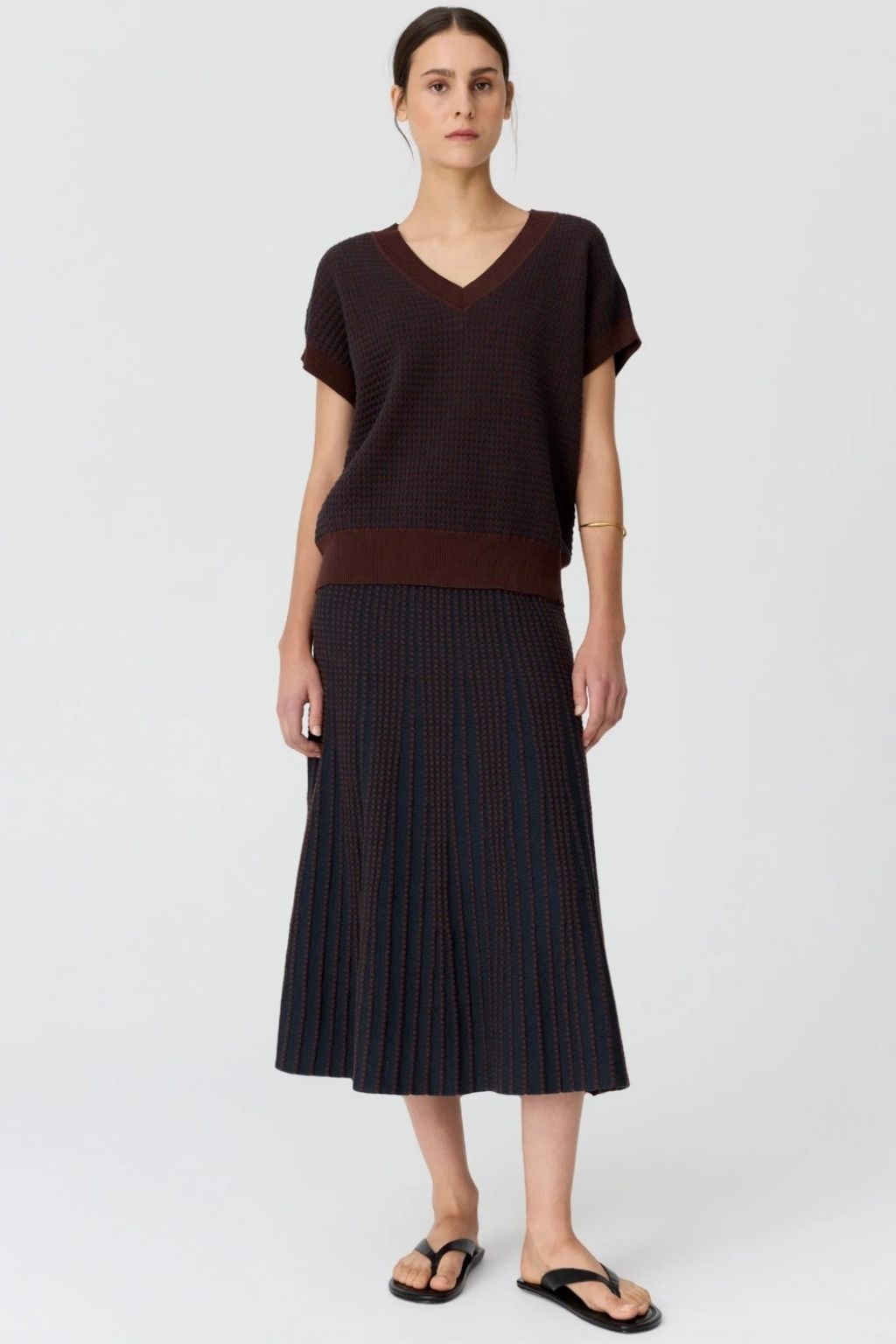 Evlyn Knit Top | Choc/Ink