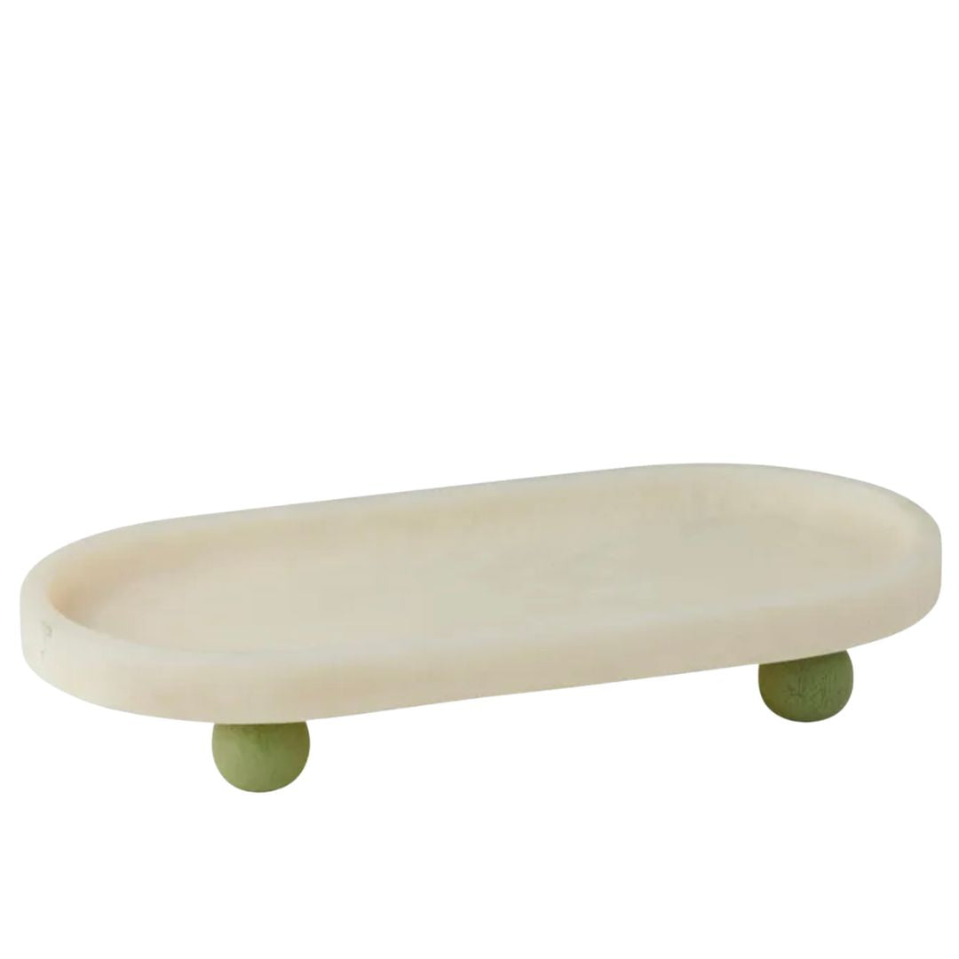 Kip Resin Footed Tray | Ivory/Pistachio
