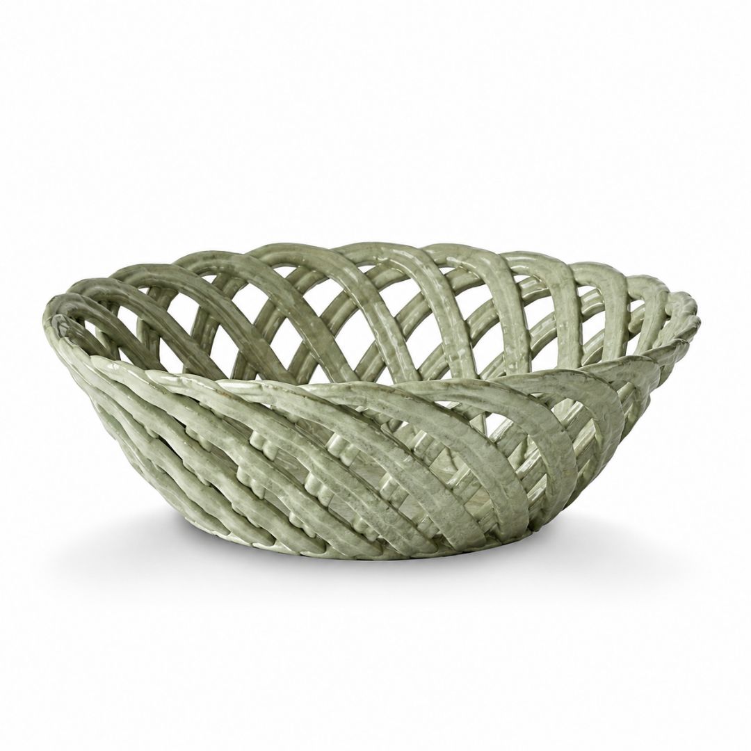 Lattice Woven Ceramic Bowl | Green
