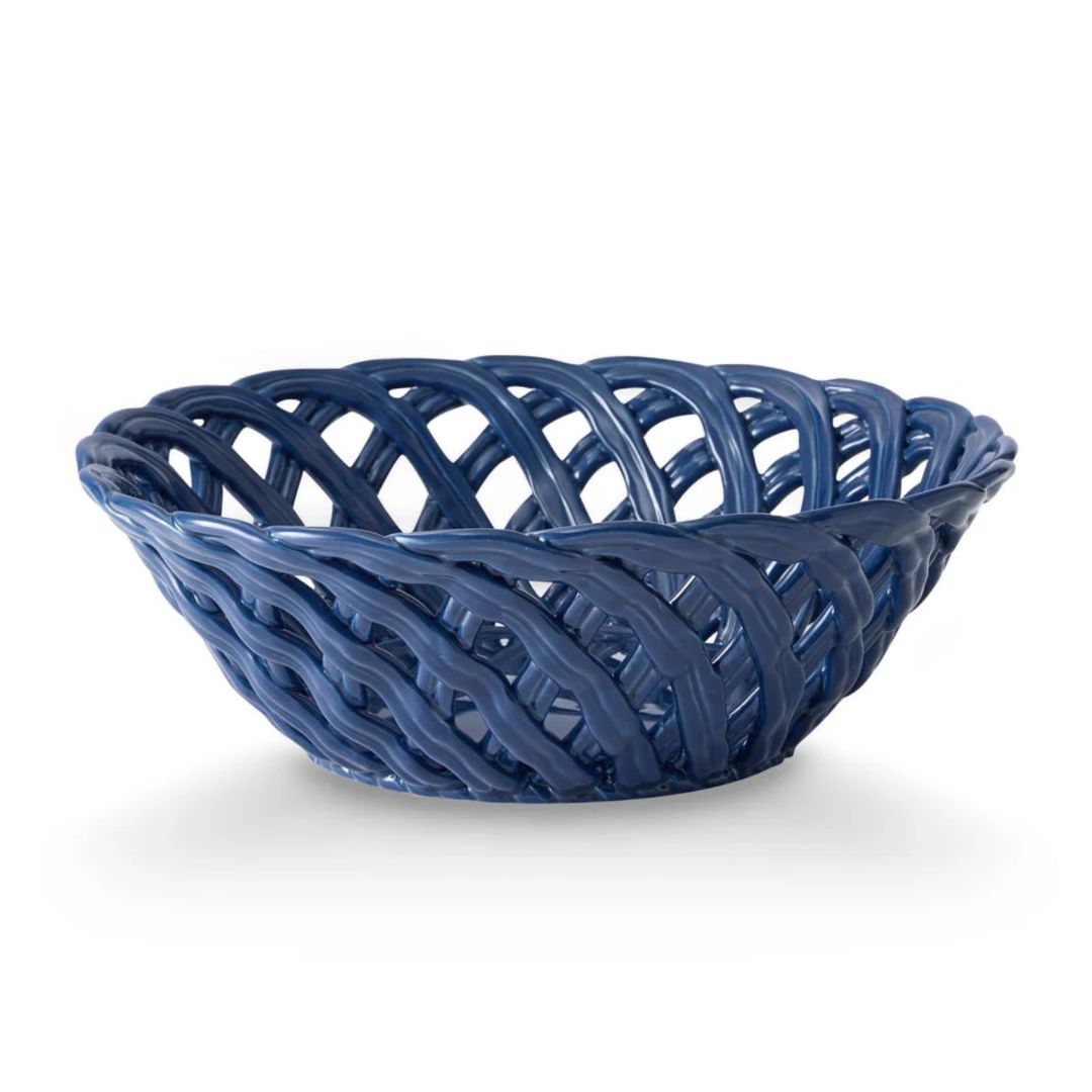 Lattice Woven Ceramic Bowl | Blue
