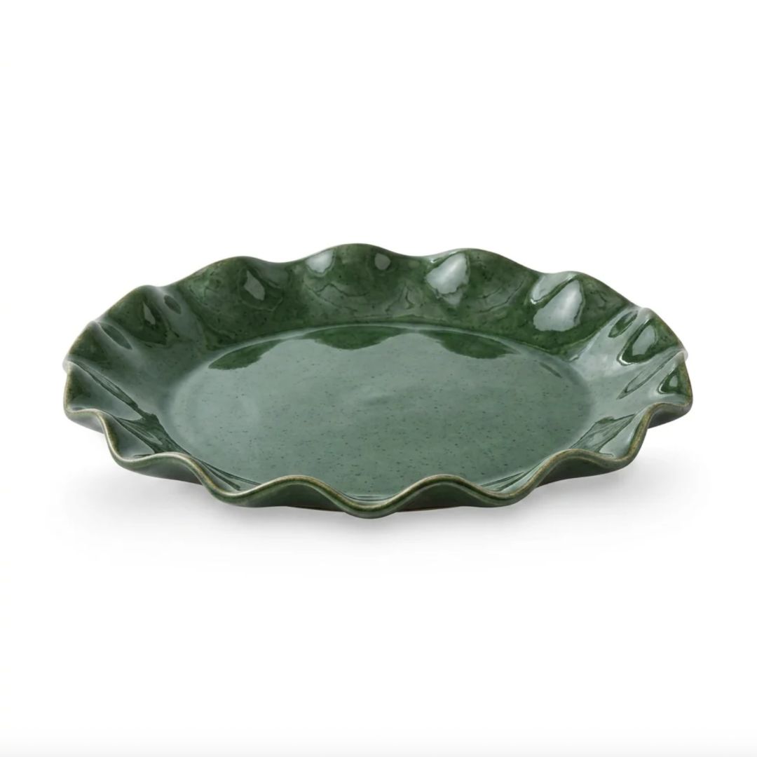 Green Wavy Large Platter