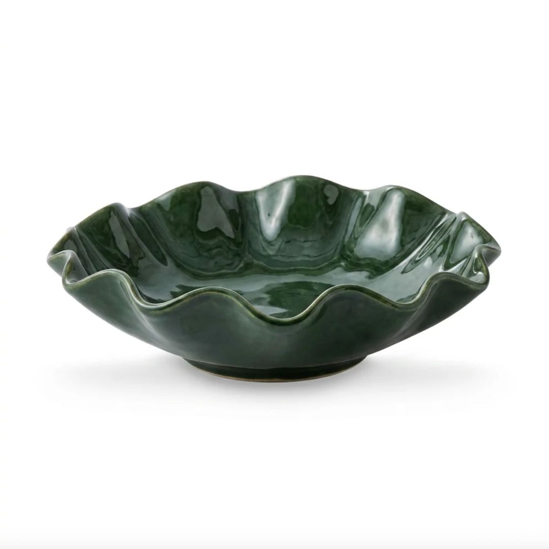 Green Wavy Serving Bowl | 28cm