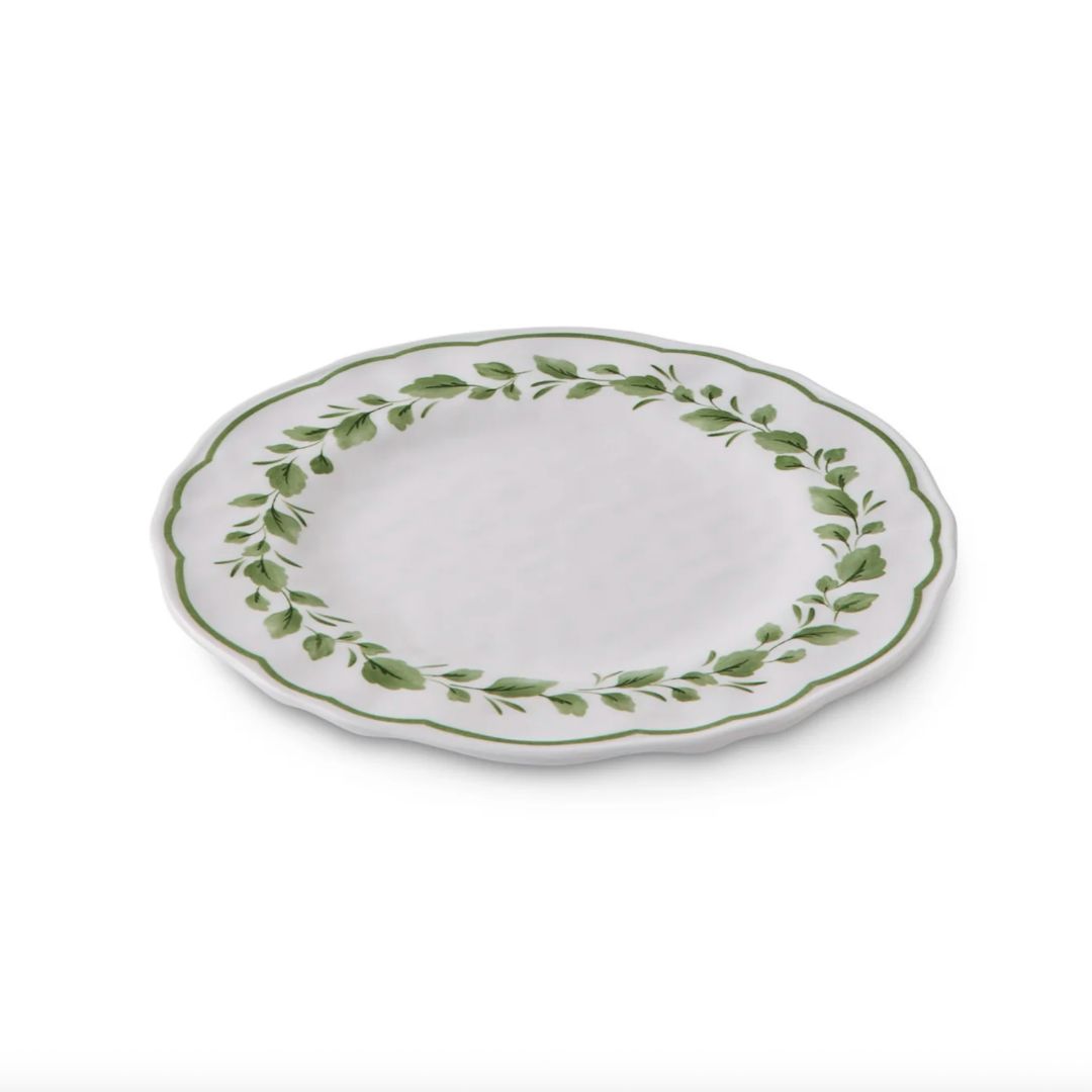 Cecile White/Green Melamine Small Plate