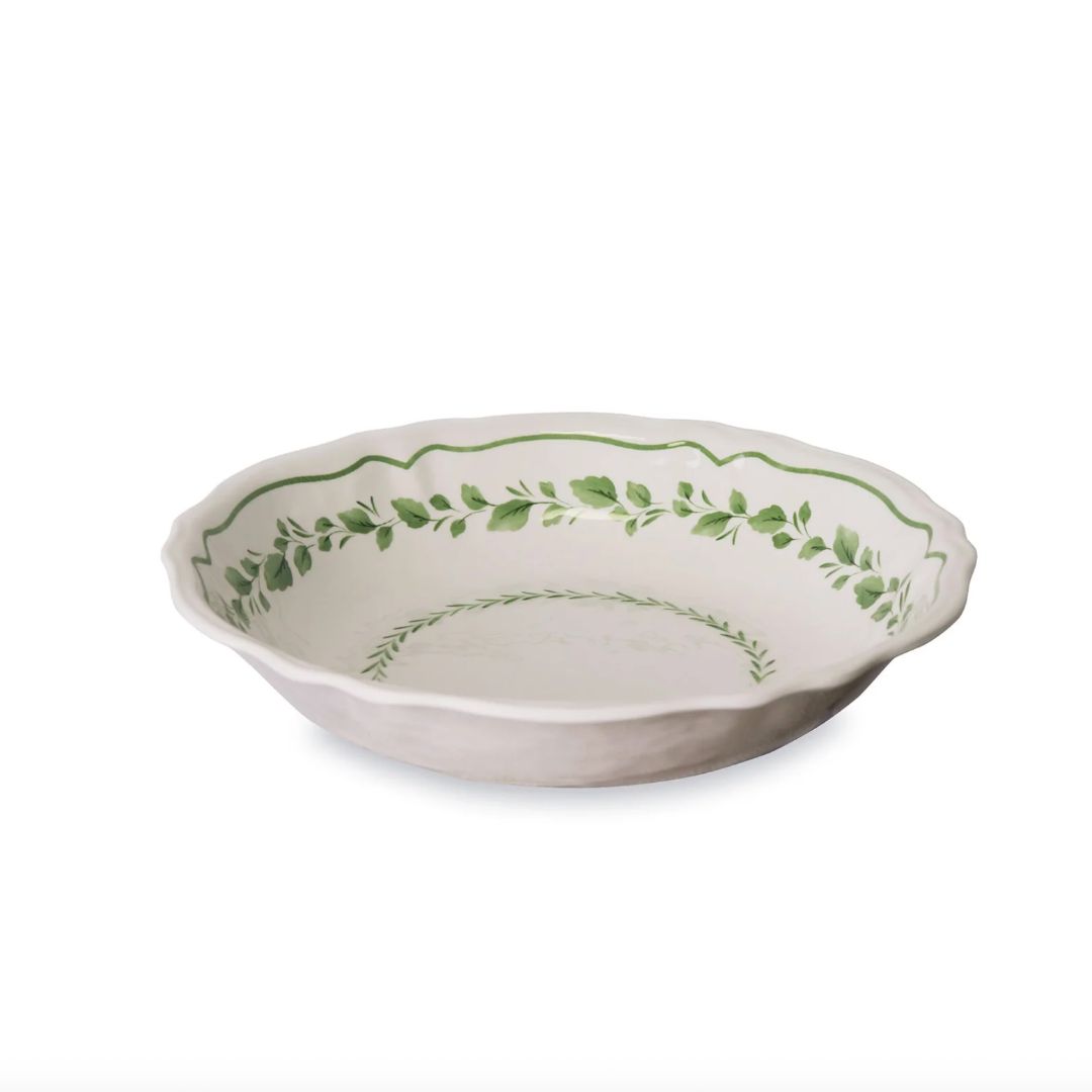 Cecile White/Green Melamine Oval Salad Bowl