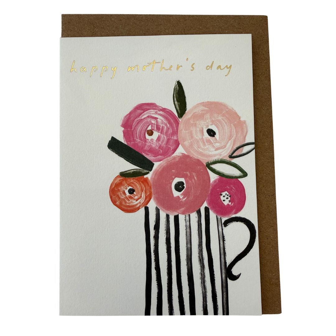 Card | Happy MD Blk Stripey Vase