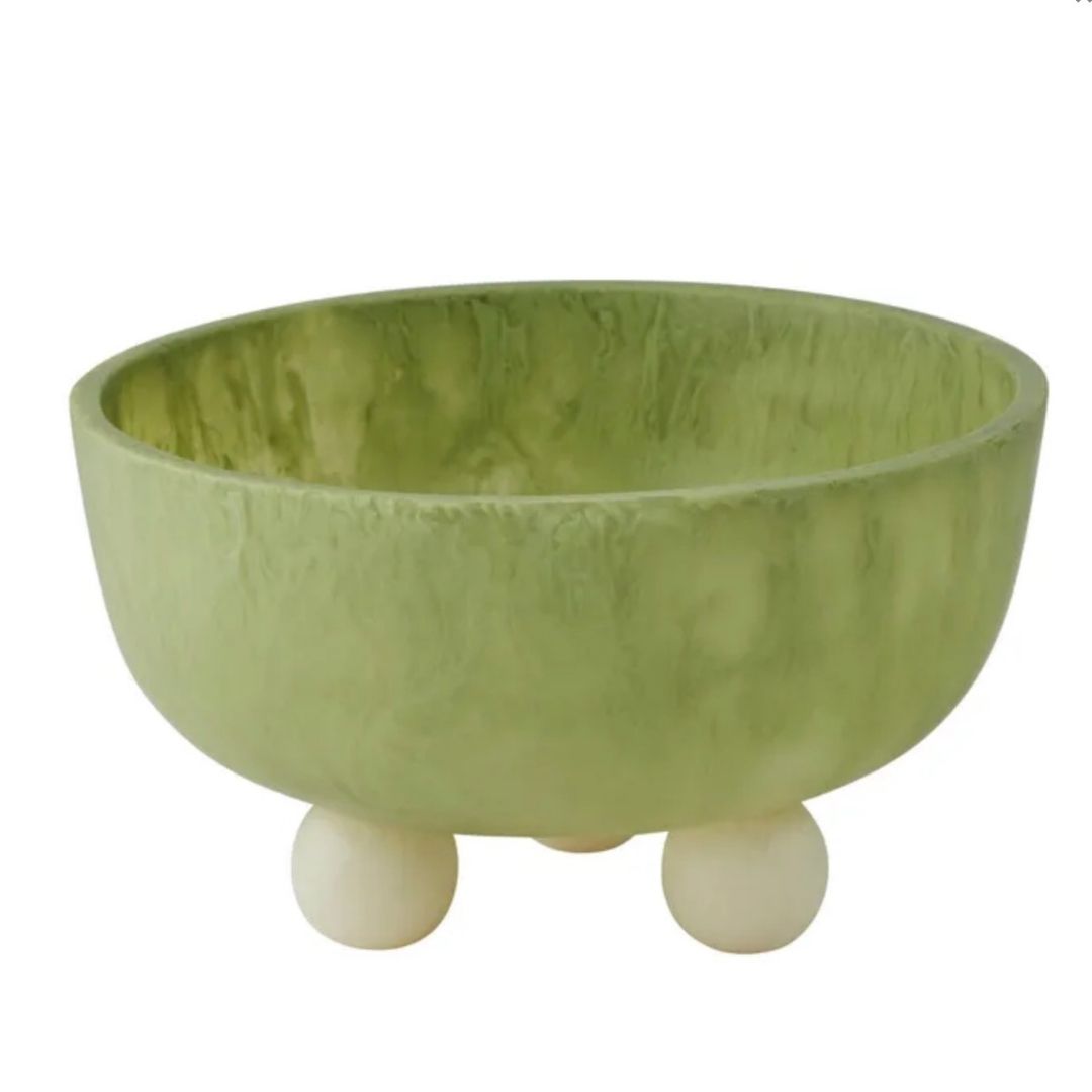 Kip Resin Footed Bowl | Pistachio/Ivory
