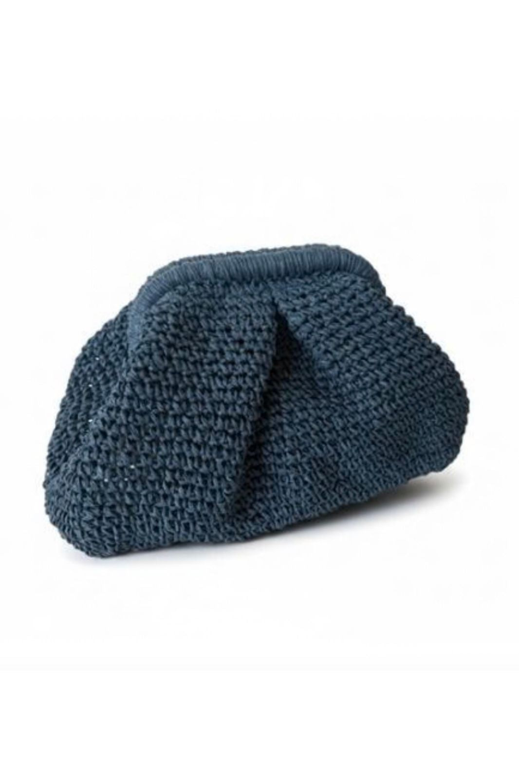 Sax Blue Raffia Clutch