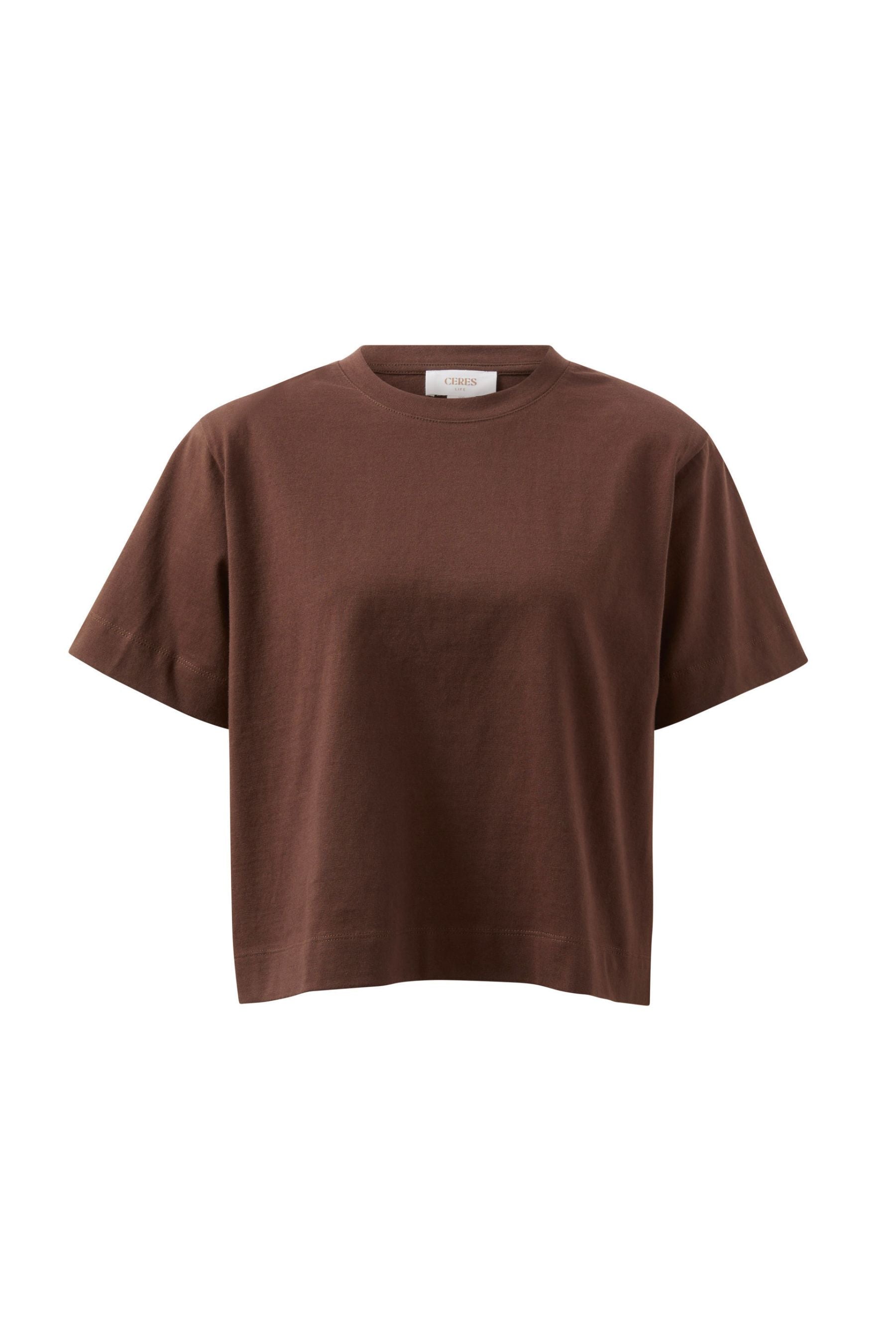 Sophia Boxy Shoulder Tee | Chocolate